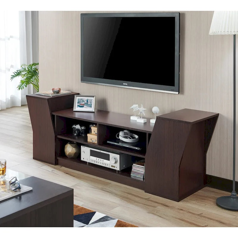 Meuble TV Tai Contemporary 71 po à 3 étagères ouvertes par Furniture of America