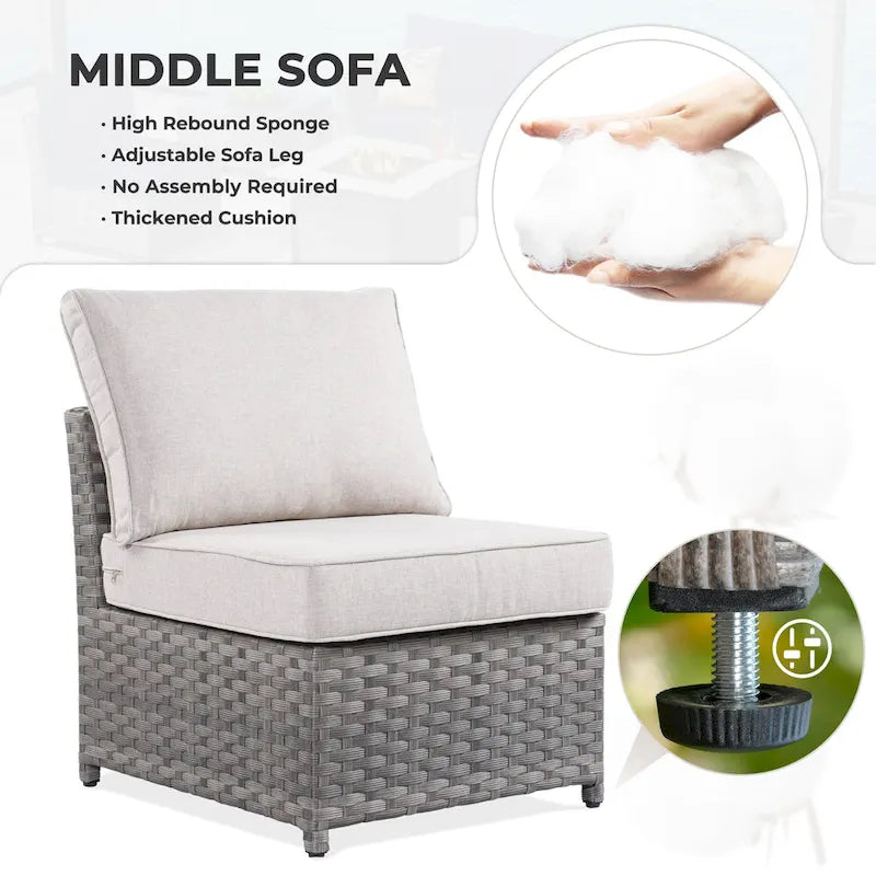 HOOOWOOO Ensemble de Meubles de Jardin Modulables en Rotin de 13 Pièces avec Fauteuil Pivotant