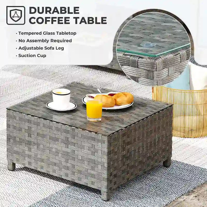 HOOOWOOO Ensemble de Meubles de Jardin Modulables en Rotin de 13 Pièces avec Fauteuil Pivotant