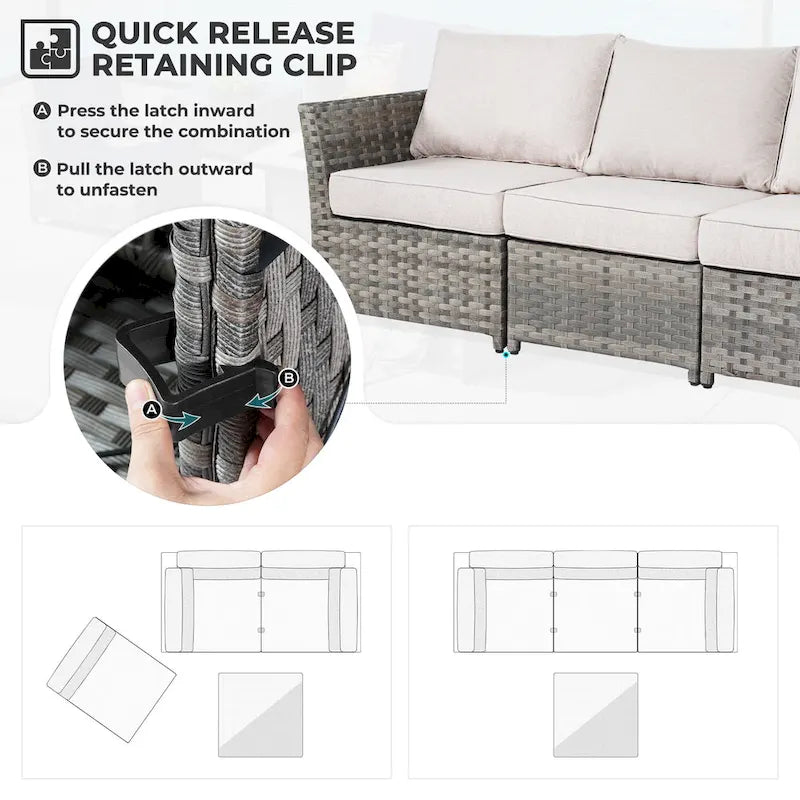 HOOOWOOO Ensemble de Meubles de Jardin Modulables en Rotin de 13 Pièces avec Fauteuil Pivotant