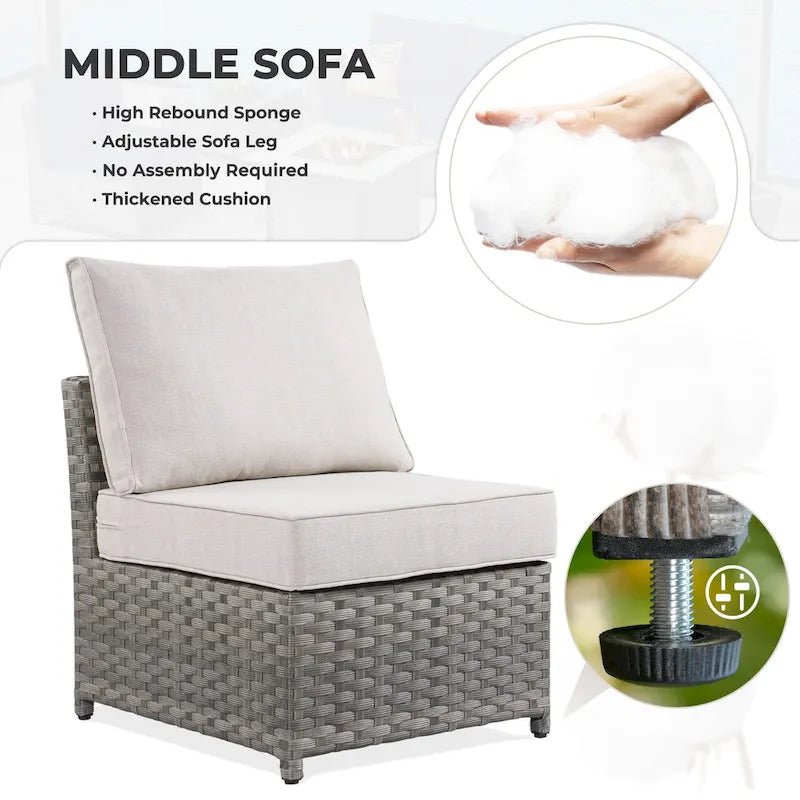 HOOOWOOO Ensemble de Meubles de Jardin Modulables en Rotin de 13 Pièces avec Fauteuil Pivotant