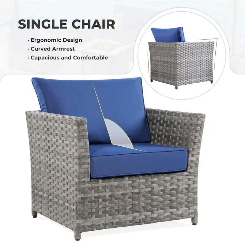 HOOOWOOO Ensemble de Meubles de Jardin Modulables en Rotin de 13 Pièces avec Fauteuil Pivotant