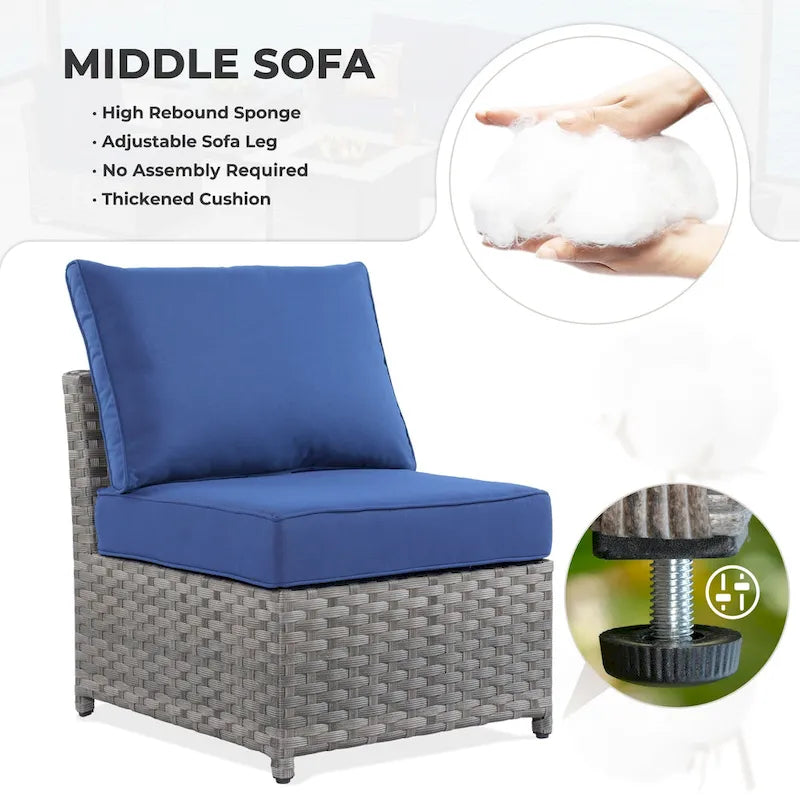 HOOOWOOO Ensemble de Meubles de Jardin Modulables en Rotin de 13 Pièces avec Fauteuil Pivotant