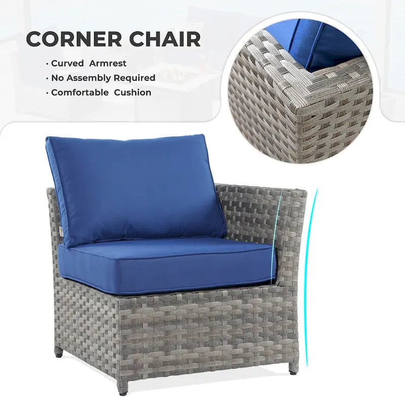 HOOOWOOO Ensemble de Meubles de Jardin Modulables en Rotin de 13 Pièces avec Fauteuil Pivotant