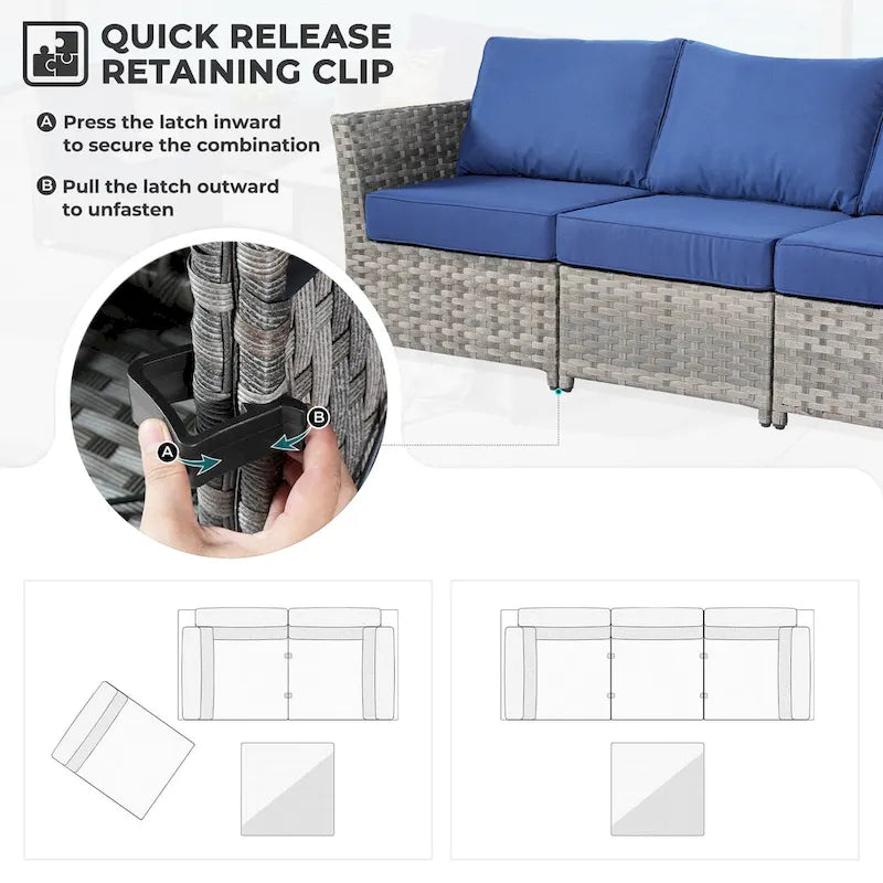 HOOOWOOO Ensemble de Meubles de Jardin Modulables en Rotin de 13 Pièces avec Fauteuil Pivotant