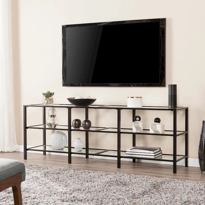 Meuble TV média SEI Furniture Liberty en métal et verre pour téléviseurs jusqu'à 68 po