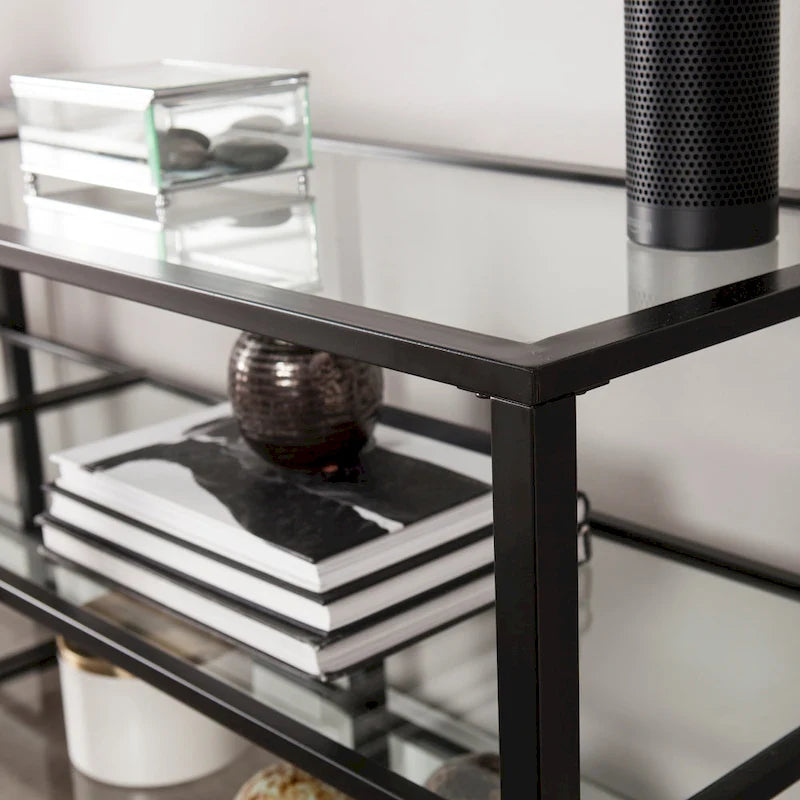 Meuble TV média SEI Furniture Liberty en métal et verre pour téléviseurs jusqu'à 68 po