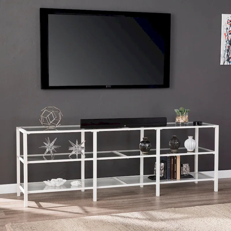 Meuble TV média SEI Furniture Liberty en métal et verre pour téléviseurs jusqu'à 68 po