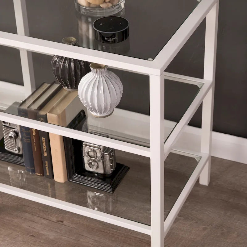 Meuble TV média SEI Furniture Liberty en métal et verre pour téléviseurs jusqu'à 68 po