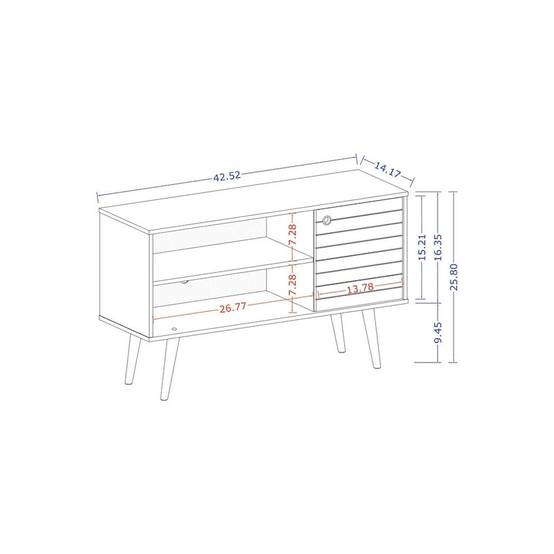 Meuble console de rangement pour médias Liberty, style moderne milieu de siècle