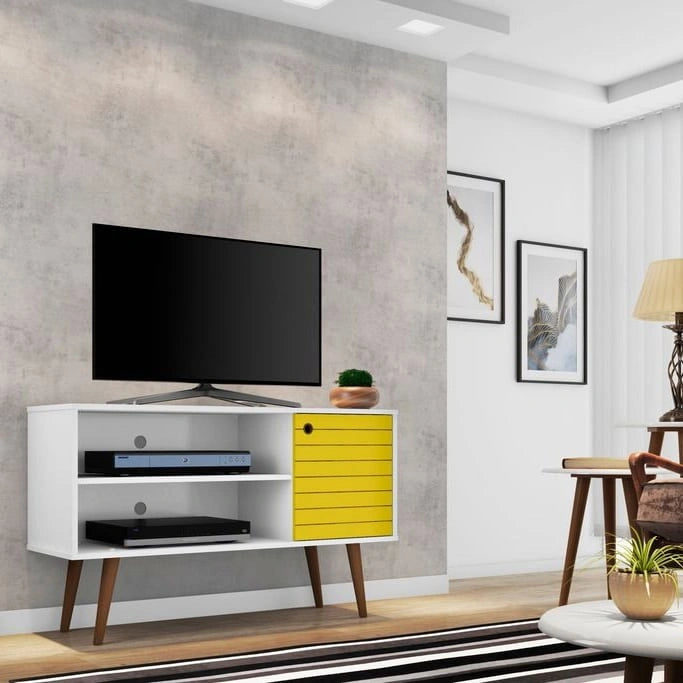 Meuble console de rangement pour médias Liberty, style moderne milieu de siècle