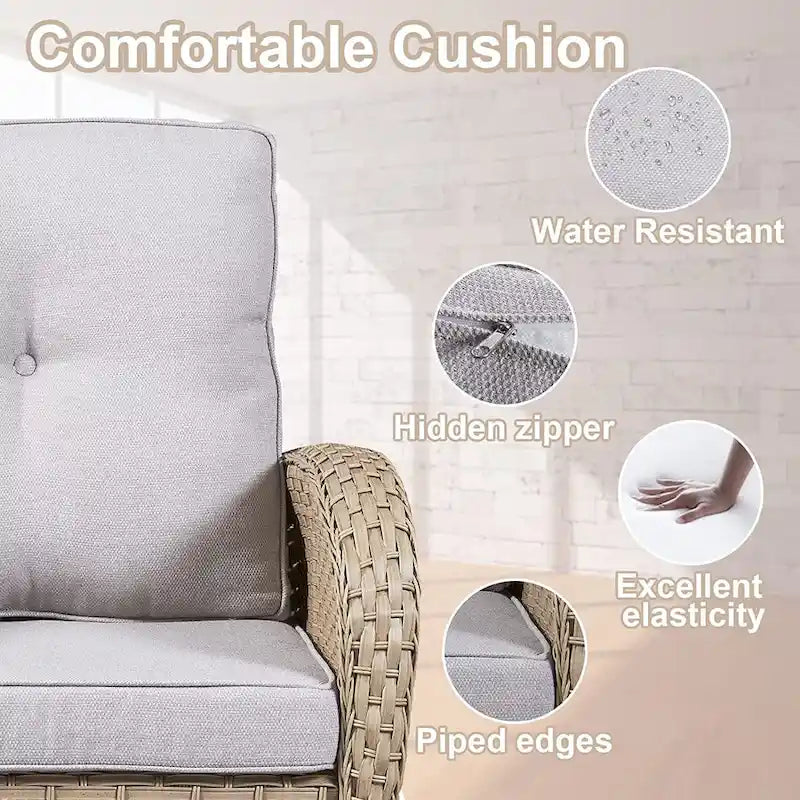 Gymojoy Ensemble de 2 chaises à bascule d'extérieur avec table et coussins