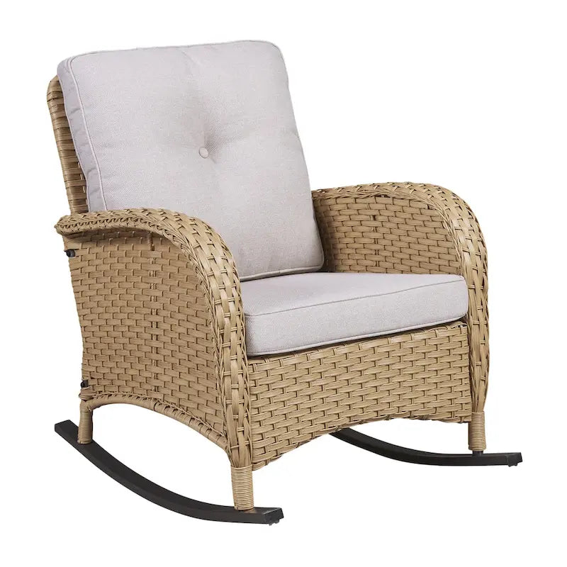 Gymojoy Ensemble de 2 chaises à bascule d'extérieur avec table et coussins