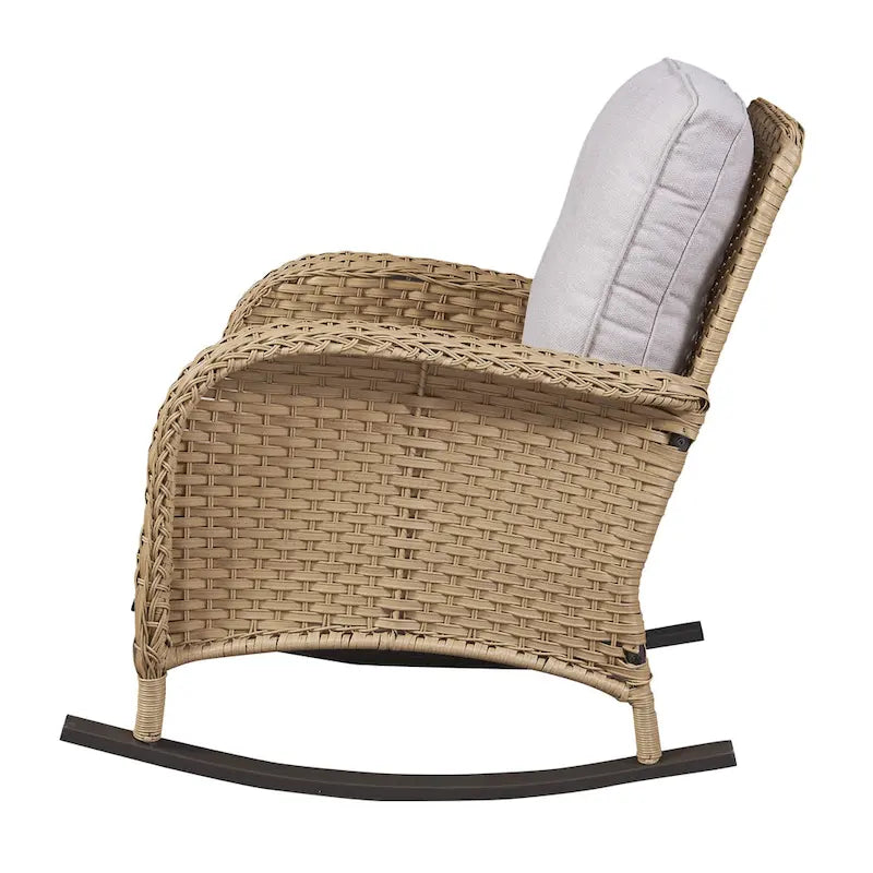 Gymojoy Ensemble de 2 chaises à bascule d'extérieur avec table et coussins