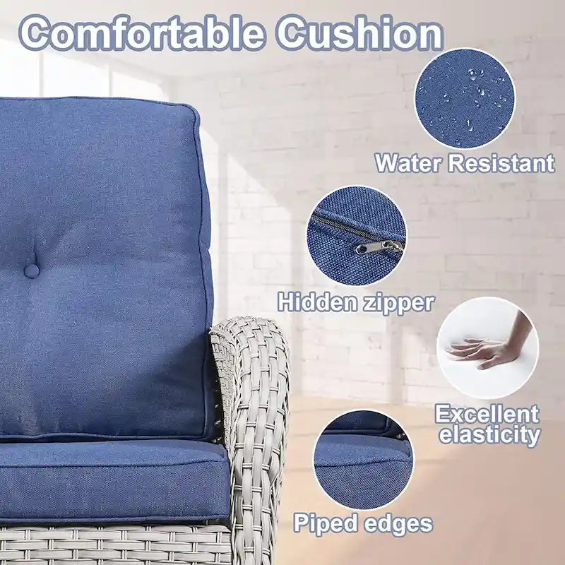 Gymojoy Ensemble de 2 chaises à bascule d'extérieur avec table et coussins