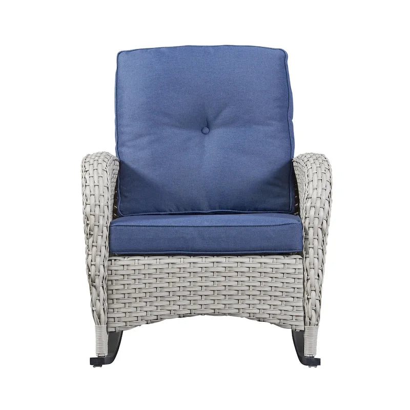 Gymojoy Ensemble de 2 chaises à bascule d'extérieur avec table et coussins