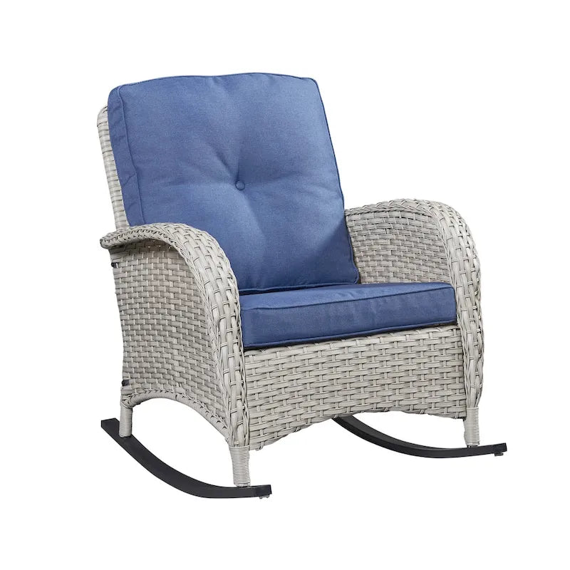 Gymojoy Ensemble de 2 chaises à bascule d'extérieur avec table et coussins
