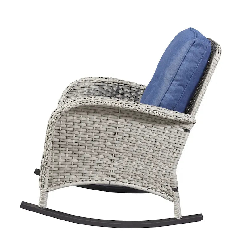 Gymojoy Ensemble de 2 chaises à bascule d'extérieur avec table et coussins