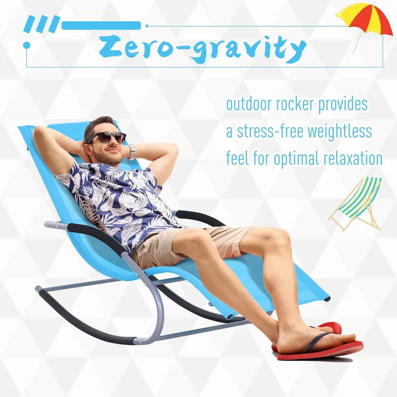 Chaise longue de patio Outsunny Zero Gravity avec dossier inclinable, oreiller détachable et tissu résistant aux intempéries