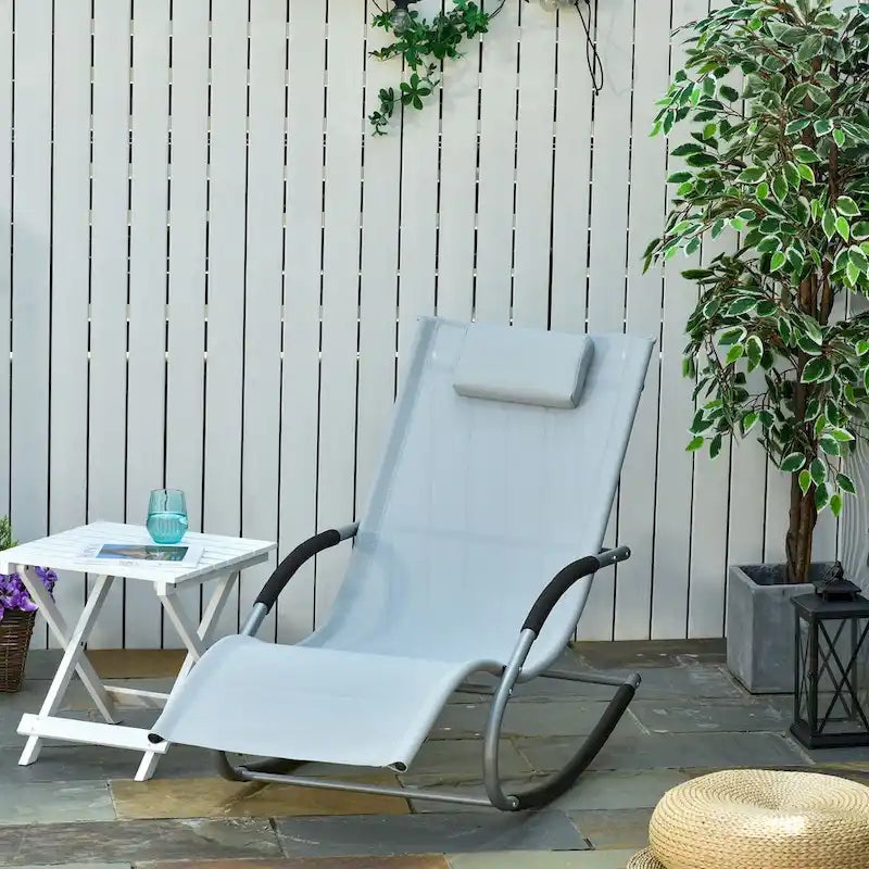 Chaise longue de patio Outsunny Zero Gravity avec dossier inclinable, oreiller détachable et tissu résistant aux intempéries