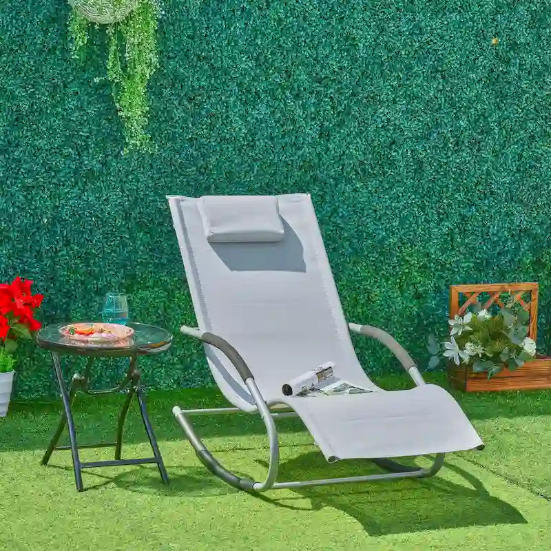 Chaise longue de patio Outsunny Zero Gravity avec dossier inclinable, oreiller détachable et tissu résistant aux intempéries