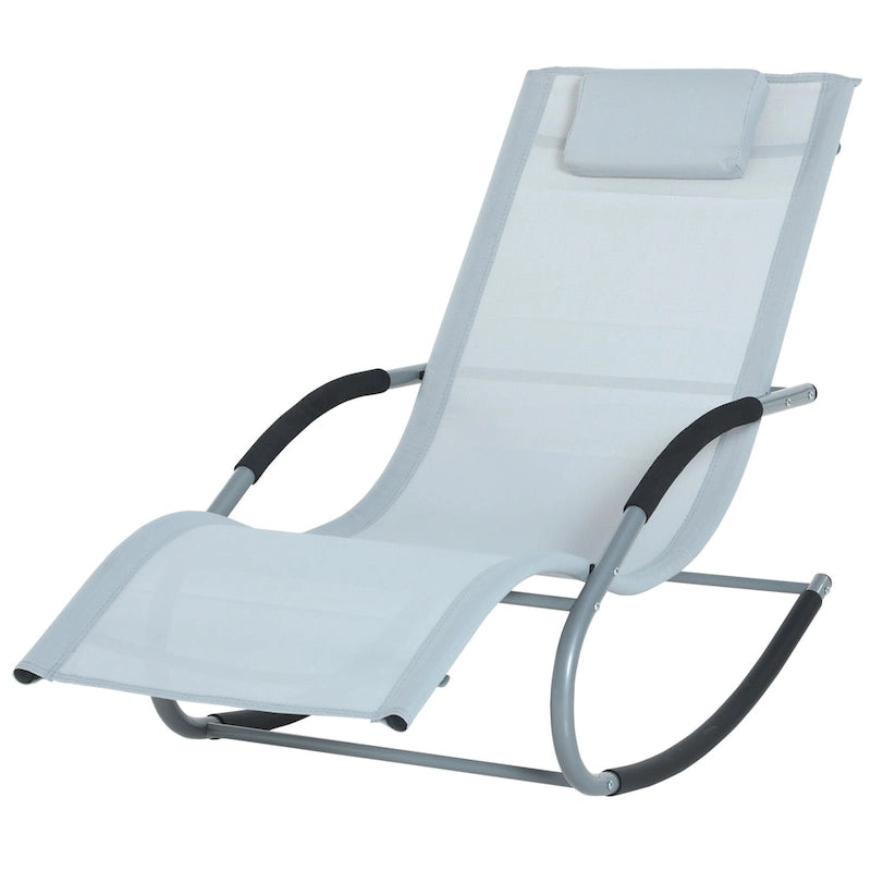 Chaise longue de patio Outsunny Zero Gravity avec dossier inclinable, oreiller détachable et tissu résistant aux intempéries