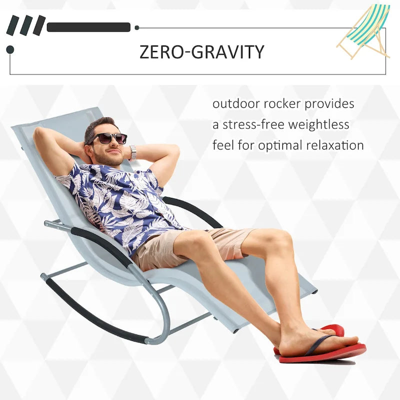 Chaise longue de patio Outsunny Zero Gravity avec dossier inclinable, oreiller détachable et tissu résistant aux intempéries