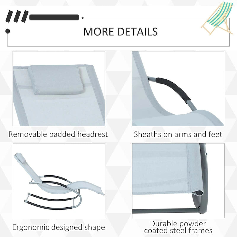 Chaise longue de patio Outsunny Zero Gravity avec dossier inclinable, oreiller détachable et tissu résistant aux intempéries