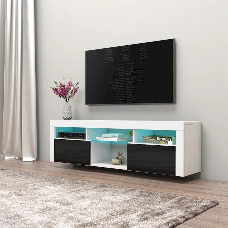 Meuble TV flottant mural Bari 160 avec 16 couleurs de LED