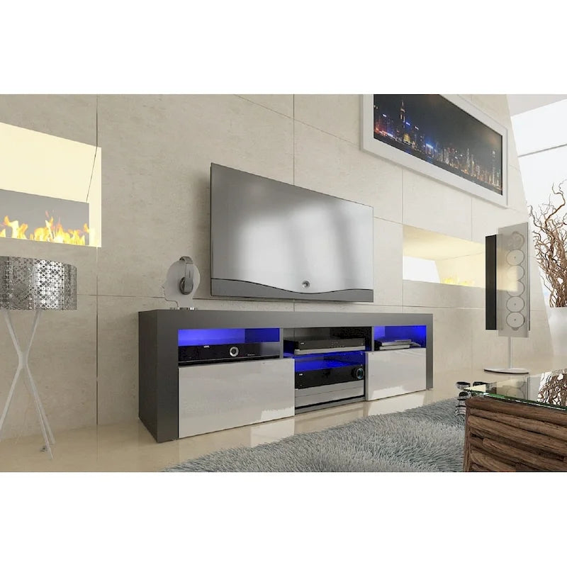 Meuble TV flottant mural Bari 160 avec 16 couleurs de LED