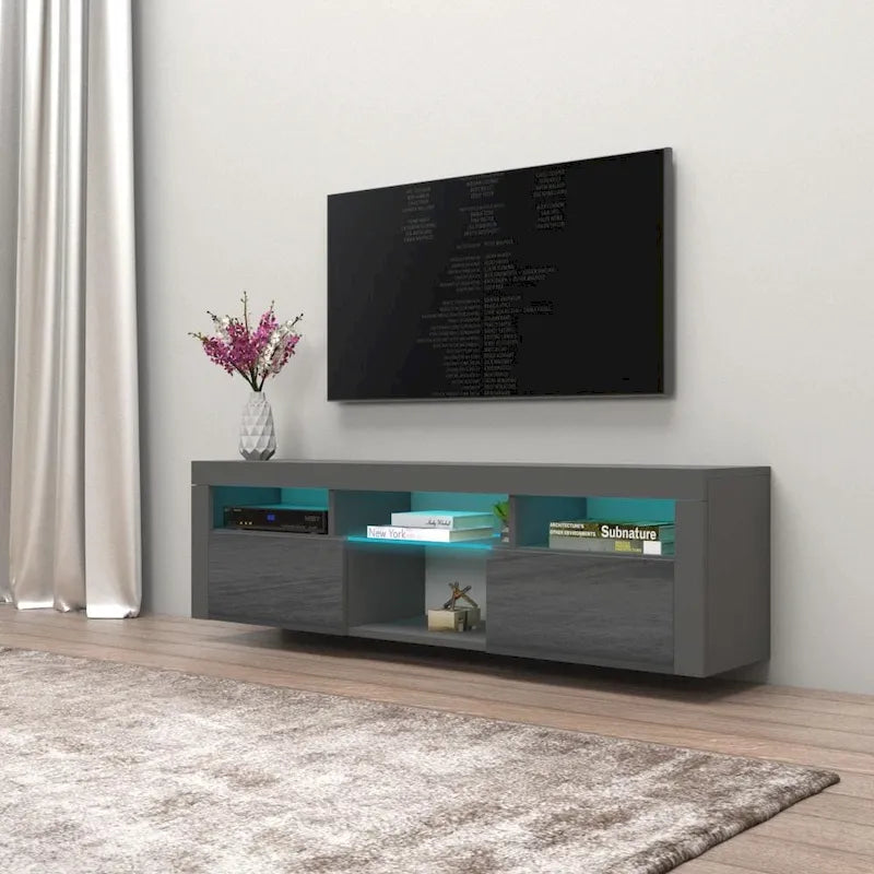 Meuble TV flottant mural Bari 160 avec 16 couleurs de LED