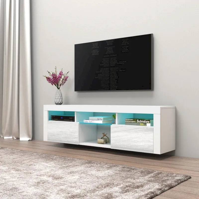 Meuble TV flottant mural Bari 160 avec 16 couleurs de LED