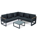 Ensemble sectionnel d'extérieur 3 pièces Chelsea en aluminium avec cadre noir pour patio, véranda et jardin