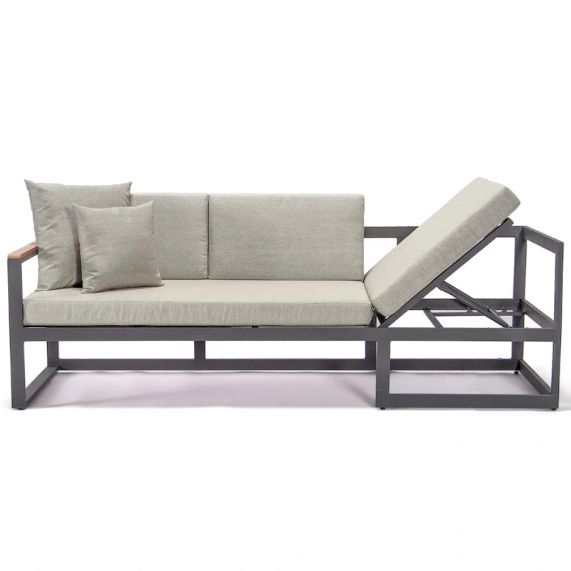 Ensemble sectionnel d'extérieur 3 pièces Chelsea en aluminium avec cadre noir pour patio, véranda et jardin