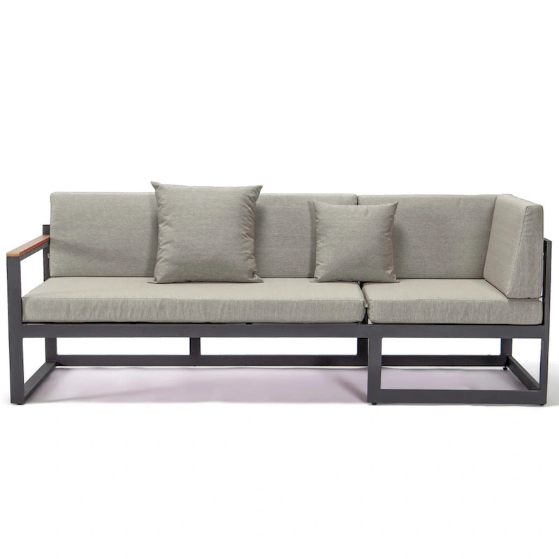 Ensemble sectionnel d'extérieur 3 pièces Chelsea en aluminium avec cadre noir pour patio, véranda et jardin