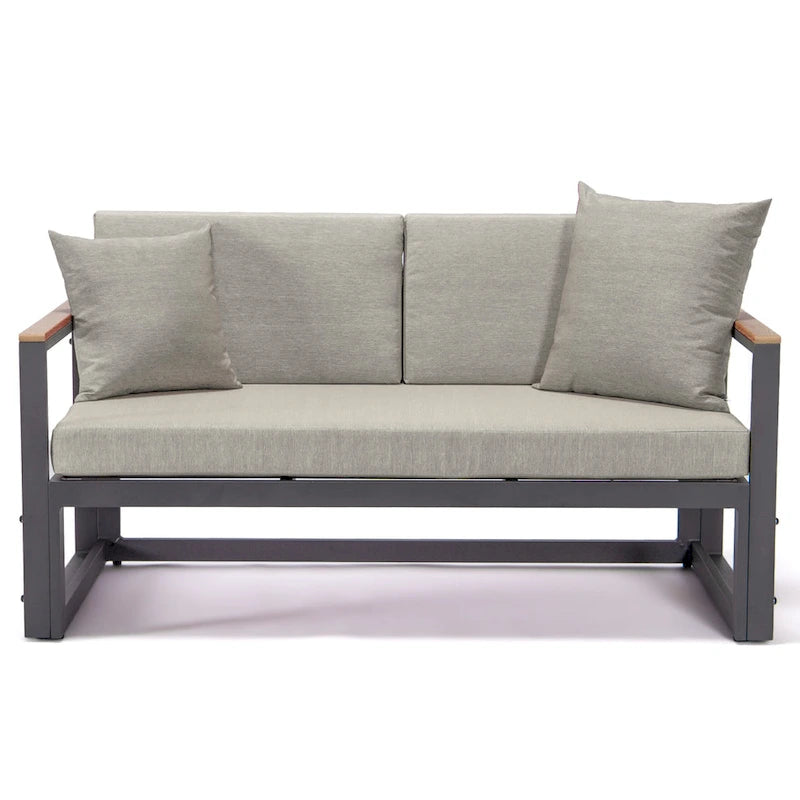 Ensemble sectionnel d'extérieur 3 pièces Chelsea en aluminium avec cadre noir pour patio, véranda et jardin