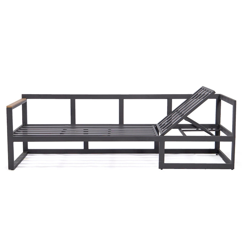 Ensemble sectionnel d'extérieur 3 pièces Chelsea en aluminium avec cadre noir pour patio, véranda et jardin
