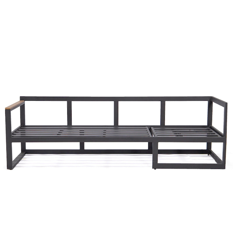 Ensemble sectionnel d'extérieur 3 pièces Chelsea en aluminium avec cadre noir pour patio, véranda et jardin