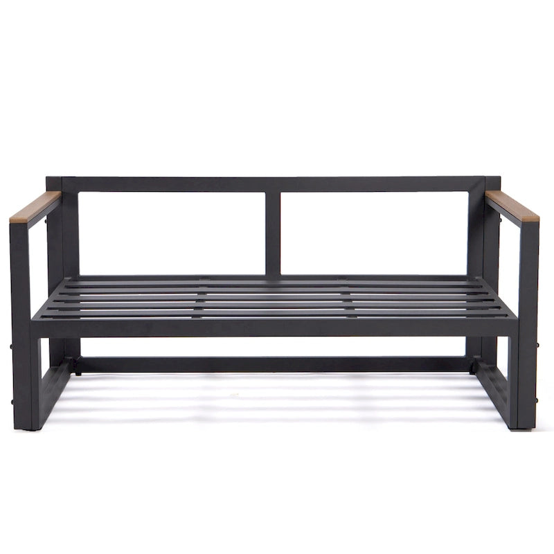 Ensemble sectionnel d'extérieur 3 pièces Chelsea en aluminium avec cadre noir pour patio, véranda et jardin