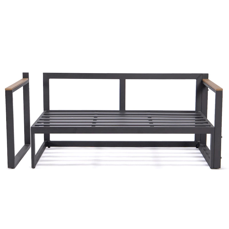 Ensemble sectionnel d'extérieur 3 pièces Chelsea en aluminium avec cadre noir pour patio, véranda et jardin