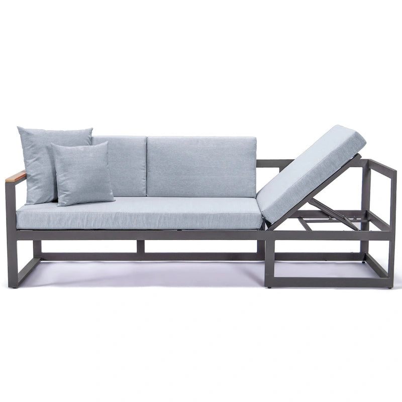 Ensemble sectionnel d'extérieur 3 pièces Chelsea en aluminium avec cadre noir pour patio, véranda et jardin