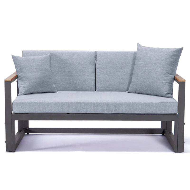 Ensemble sectionnel d'extérieur 3 pièces Chelsea en aluminium avec cadre noir pour patio, véranda et jardin