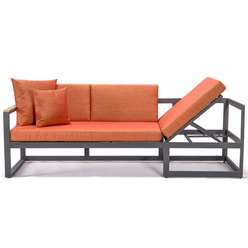 Ensemble sectionnel d'extérieur 3 pièces Chelsea en aluminium avec cadre noir pour patio, véranda et jardin