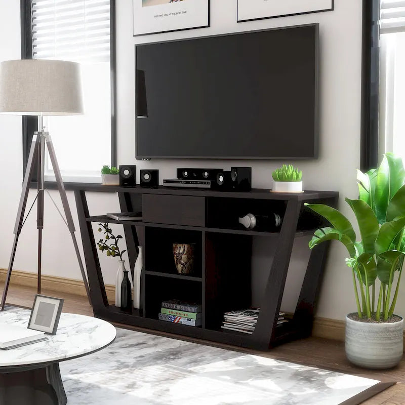 Meuble TV Dionte Modern 6 étagères, 1 tiroir, 152 cm, par Furniture of America