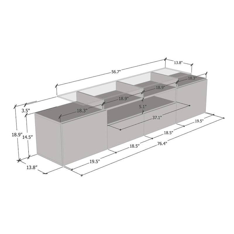 Meuble TV moderne Évora avec système d'éclairage LED