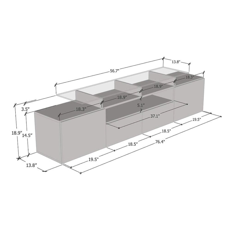 Meuble TV moderne Évora avec système d'éclairage LED
