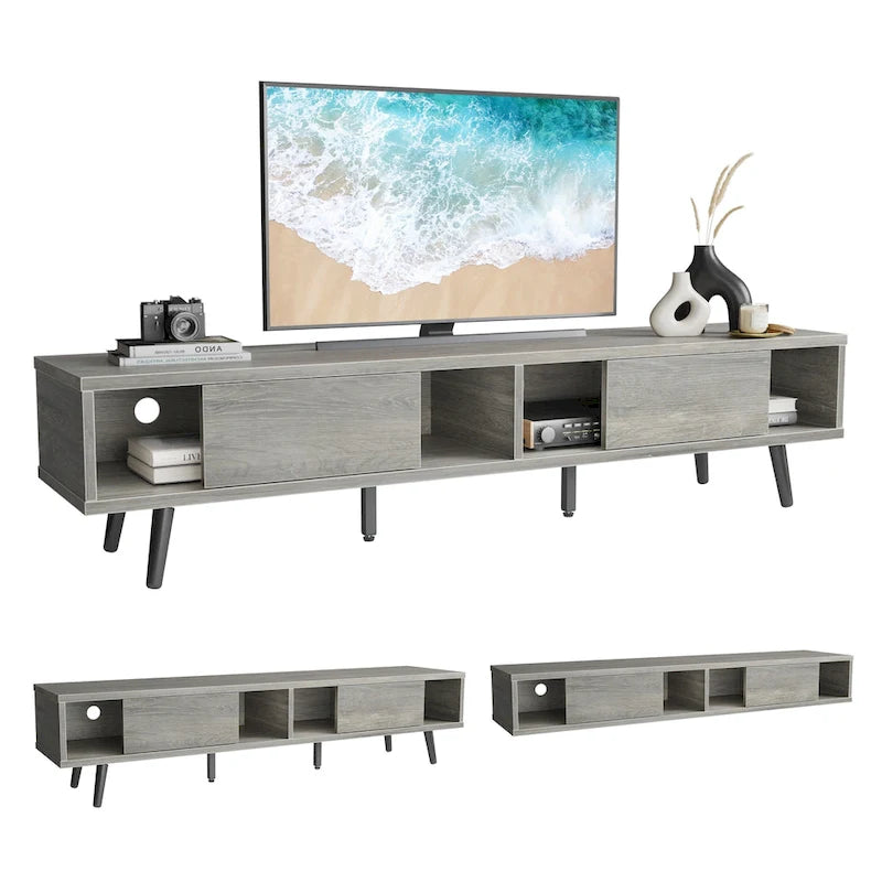 Meuble TV pour téléviseurs jusqu'à 75 pouces avec meuble TV en bois massif de style Mid-century - 70 pouces