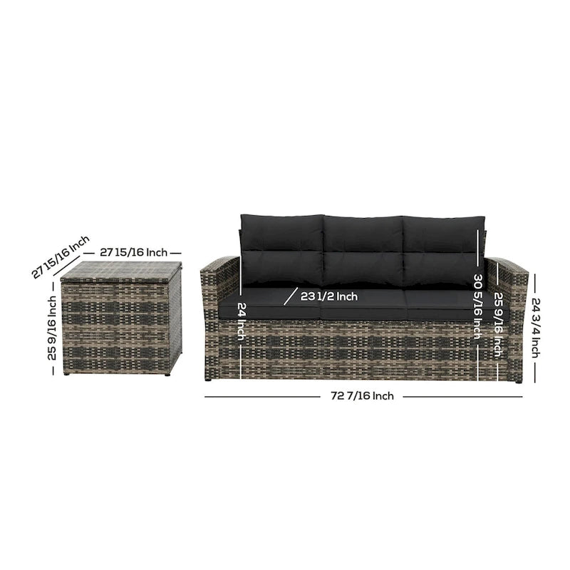 Ensemble de conversation d'extérieur 6 pièces Wess avec rangement et coussins
