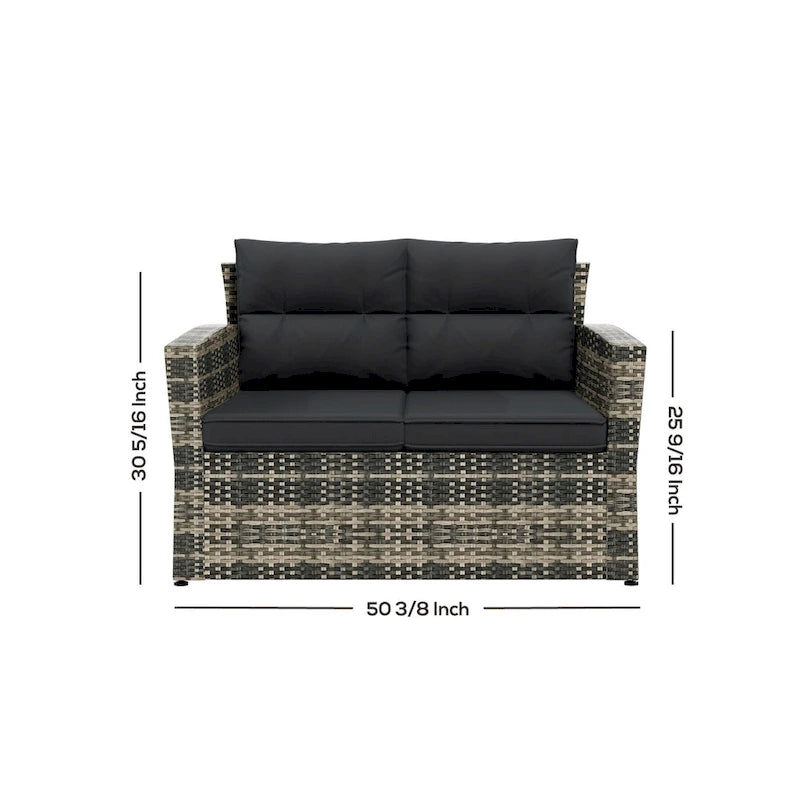 Ensemble de conversation d'extérieur 6 pièces Wess avec rangement et coussins