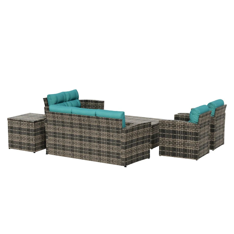 Ensemble de conversation d'extérieur 6 pièces Wess avec rangement et coussins